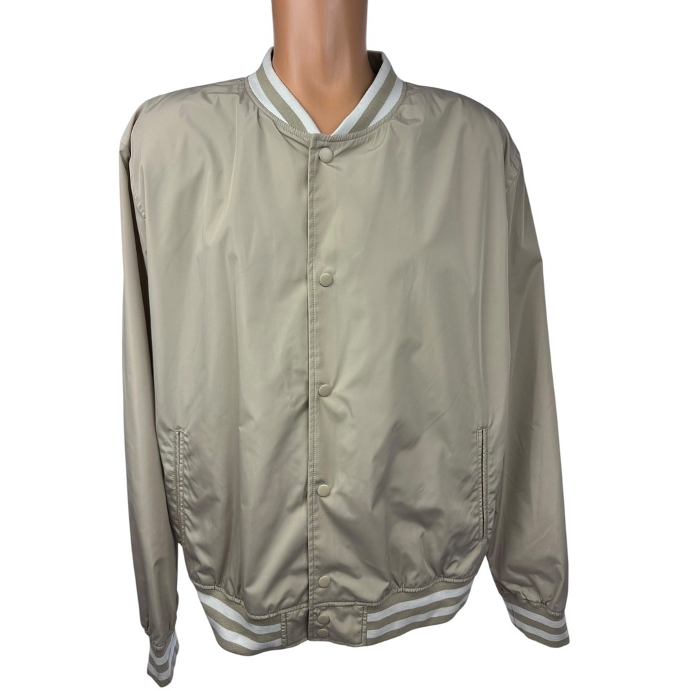Goodfellow & Co Mens XXL Jacket Taupe Long Sleeve Snap Front Polyester